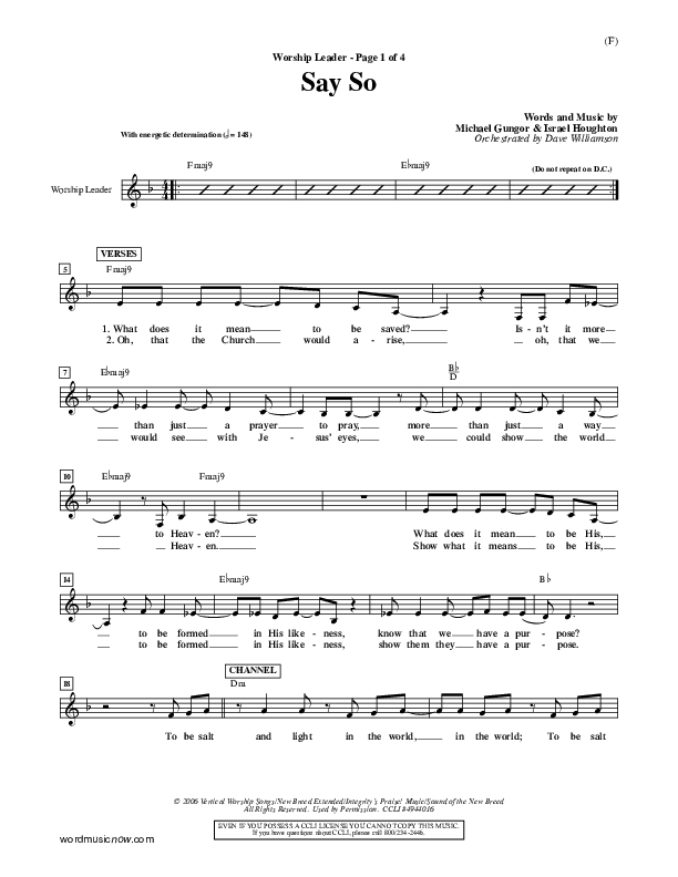 Say So Lead Sheet (Israel Houghton)