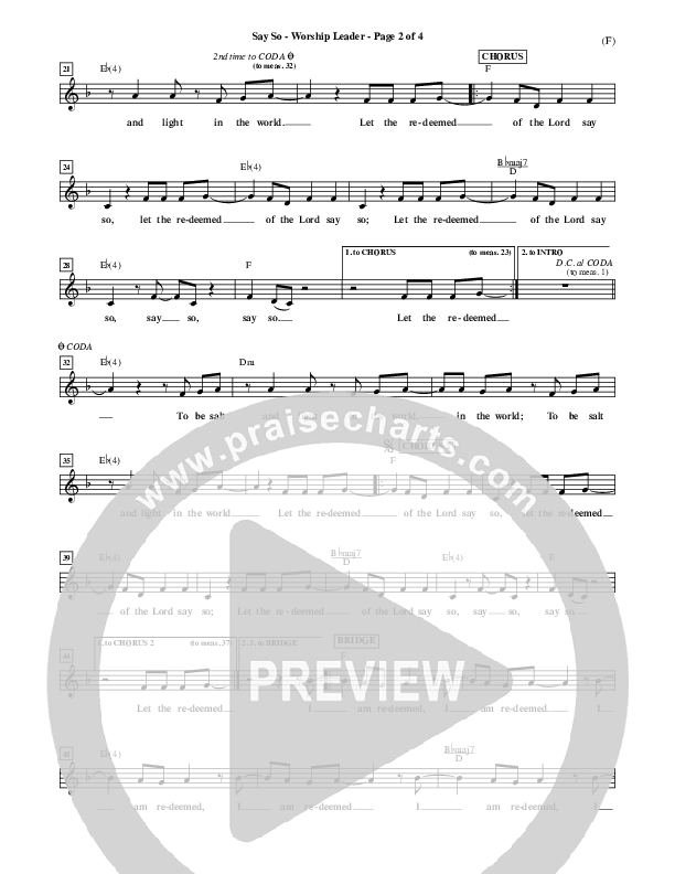 Say So Lead Sheet (Israel Houghton)