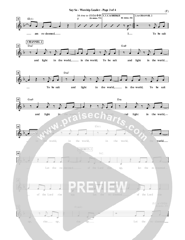 Say So Lead Sheet (Israel Houghton)