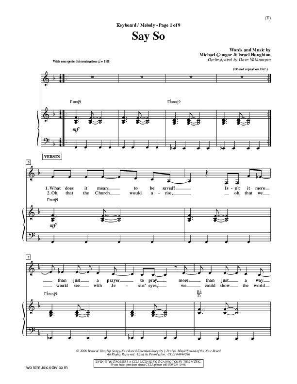 Say So Piano/Vocal (Israel Houghton)