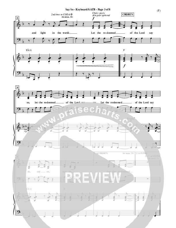 Say So Piano/Vocal (SATB) (Israel Houghton)