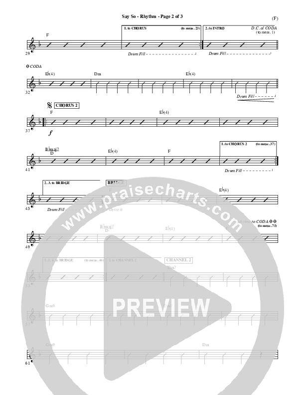 Say So Rhythm Chart (Israel Houghton)