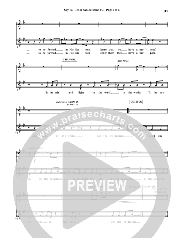 Say So Tenor Sax/Baritone T.C. (Israel Houghton)