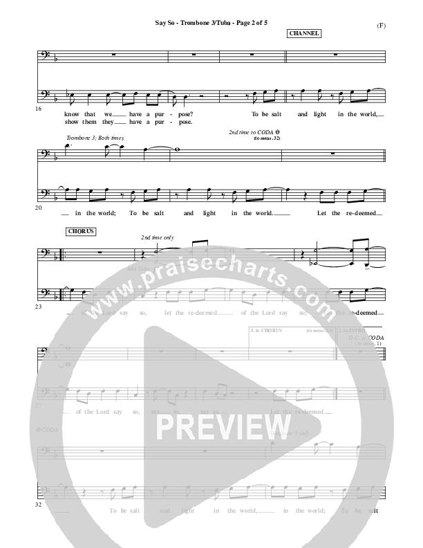 Say So Trombone 3/Tuba (Israel Houghton)