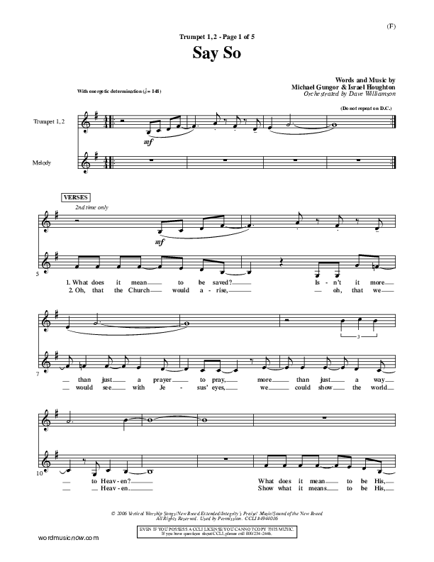 Say So Trumpet 1,2 (Israel Houghton)