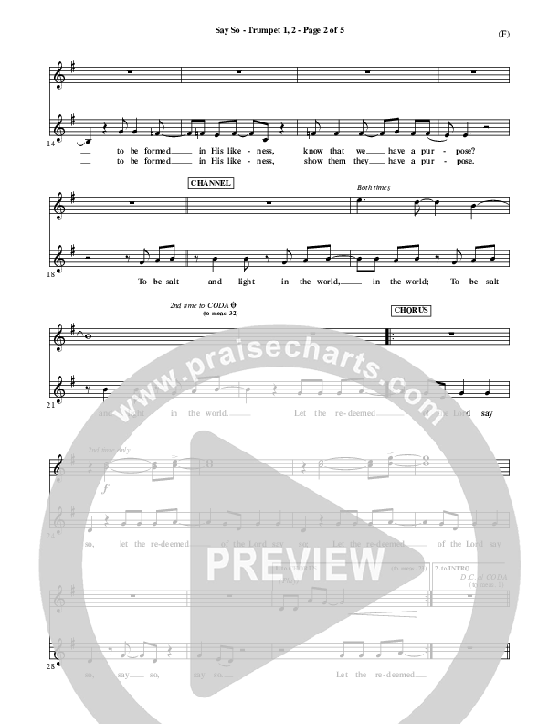 Say So Trumpet 1,2 (Israel Houghton)