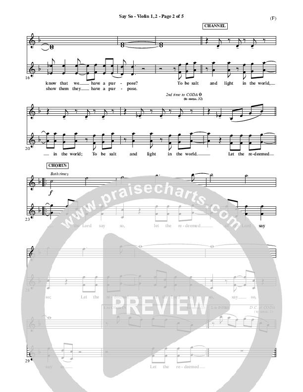 Say So Violin 1/2 (Israel Houghton)