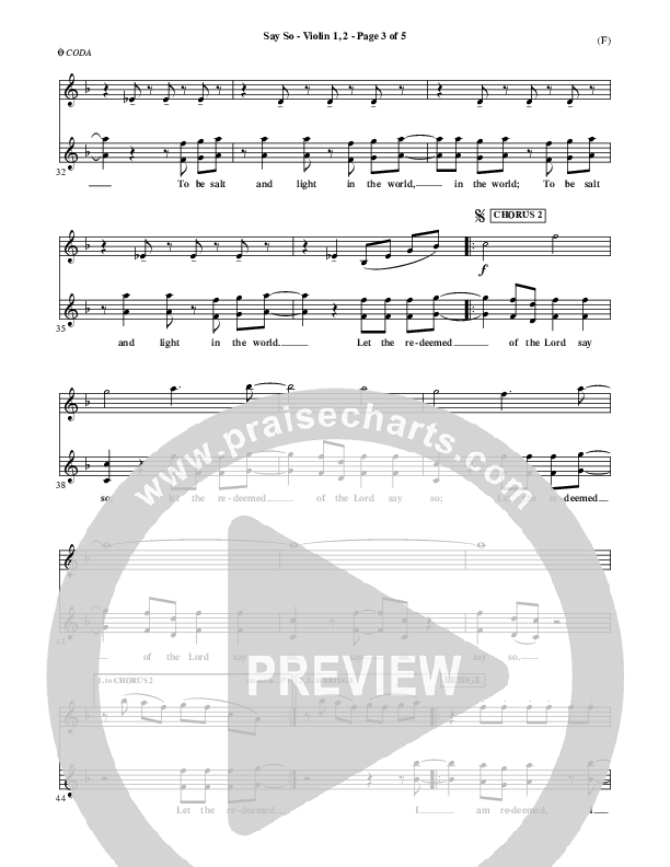 Say So Violin 1/2 (Israel Houghton)