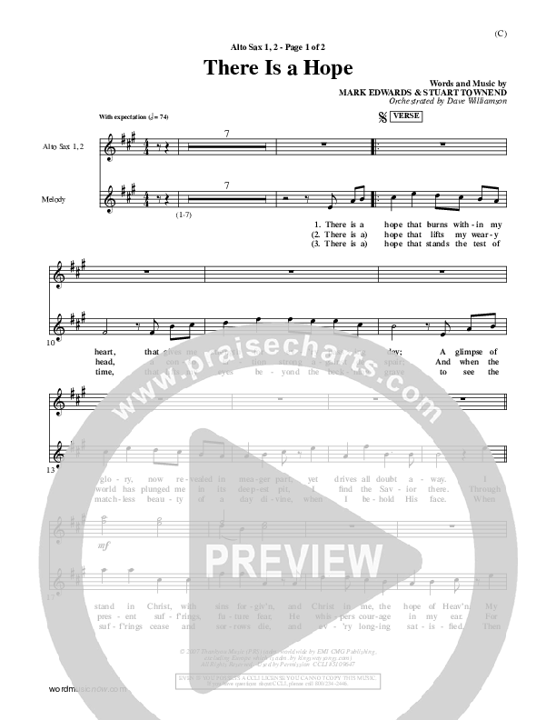 There Is A Hope Alto Sax 1/2 (Stuart Townend)