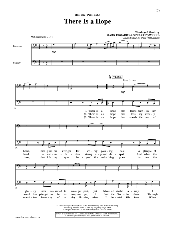 There Is A Hope Bassoon (Stuart Townend)