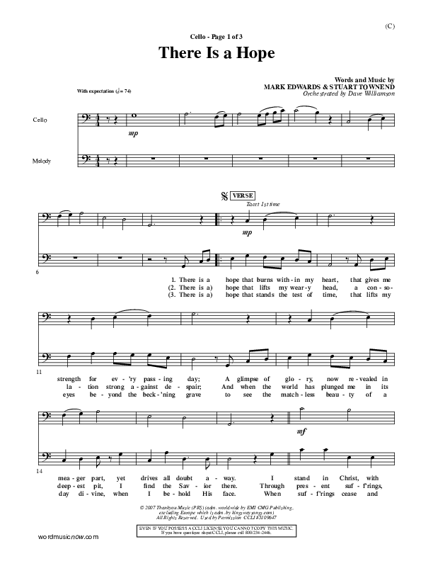 There Is A Hope Cello (Stuart Townend)