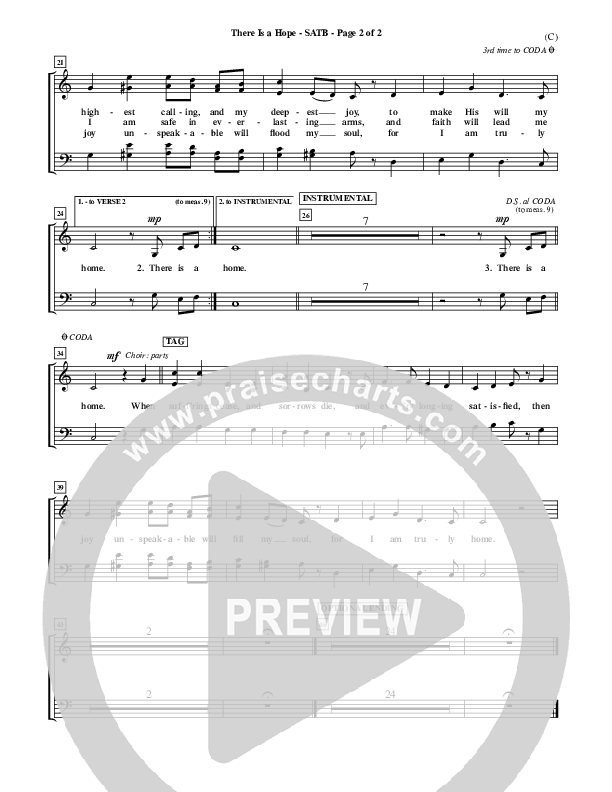 There Is A Hope Choir Vocals (SATB) (Stuart Townend)