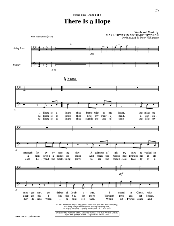 There Is A Hope Double Bass (Stuart Townend)