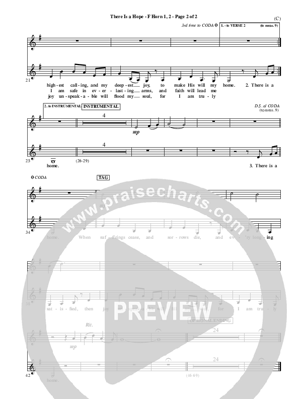 There Is A Hope French Horn 1/2 (Stuart Townend)