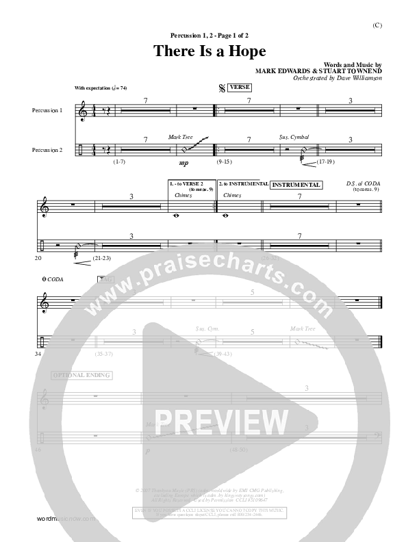 There Is A Hope Percussion 1/2 (Stuart Townend)