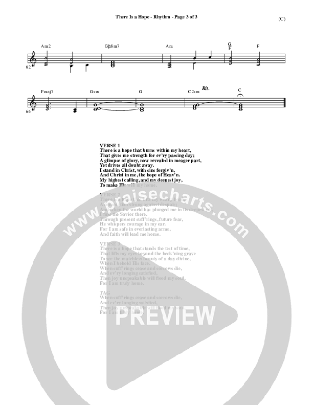 There Is A Hope Rhythm Chart (Stuart Townend)