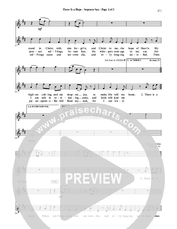 There Is A Hope Soprano Sax (Stuart Townend)