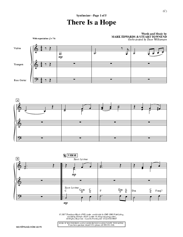 There Is A Hope Synth (Stuart Townend)