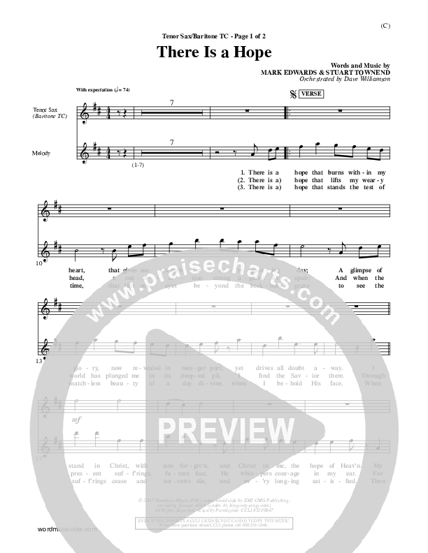 There Is A Hope Tenor Sax/Baritone T.C. (Stuart Townend)