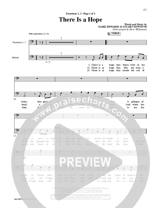 There Is A Hope Trombone 1/2 (Stuart Townend)