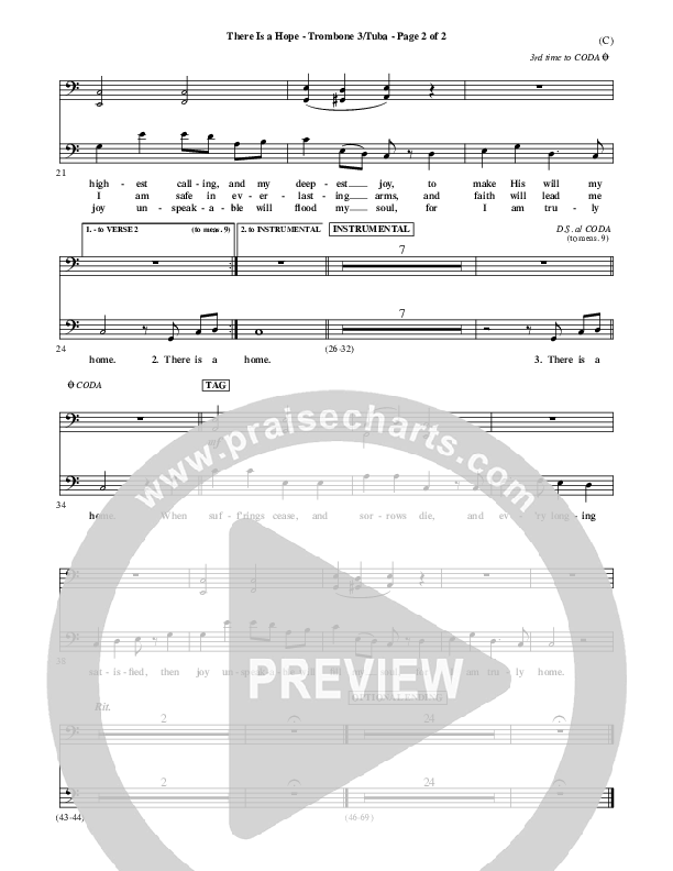 There Is A Hope Trombone 3/Tuba (Stuart Townend)