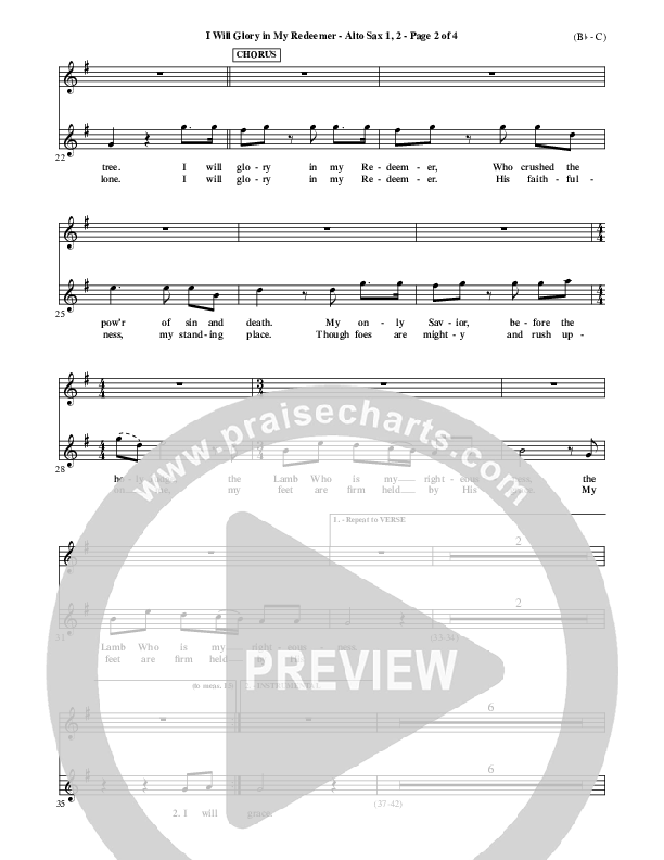 I Will Glory In My Redeemer Alto Sax 1/2 (Vikki Cook)
