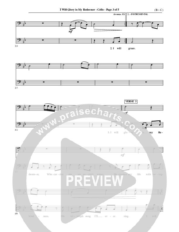 I Will Glory In My Redeemer Cello (Vikki Cook)