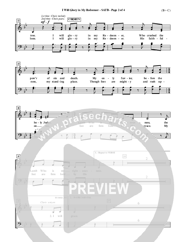 I Will Glory In My Redeemer Choir Vocals (SATB) (Vikki Cook)