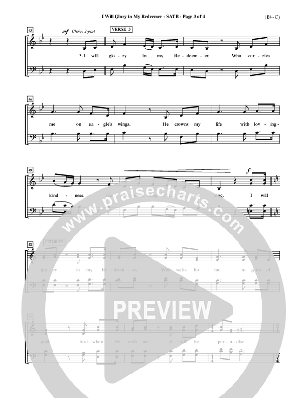 I Will Glory In My Redeemer Choir Vocals (SATB) (Vikki Cook)