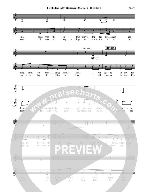 I Will Glory In My Redeemer Clarinet 3 (Vikki Cook)