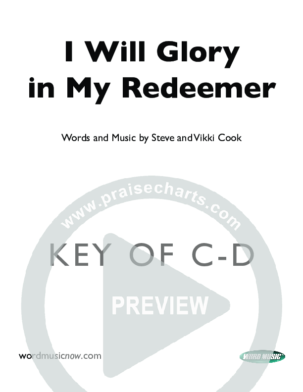 I Will Glory In My Redeemer Cover Sheet (Vikki Cook)