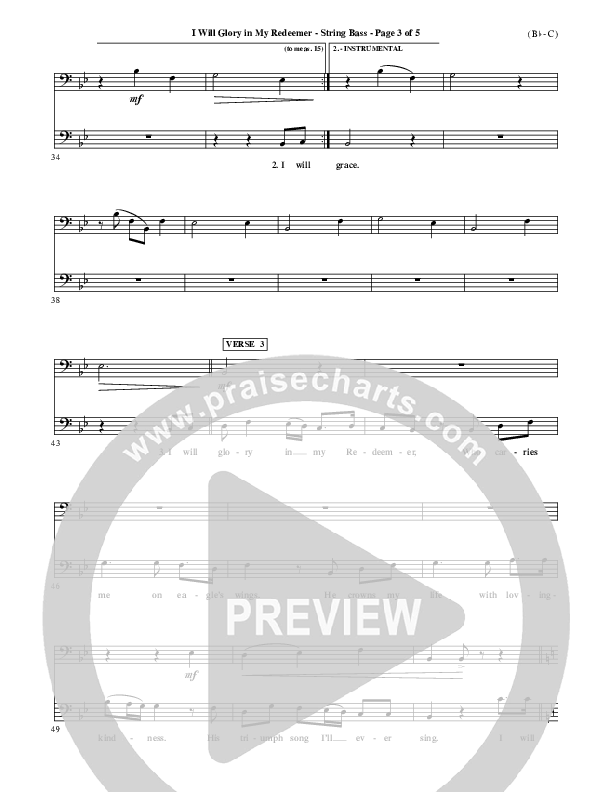 I Will Glory In My Redeemer Double Bass (Vikki Cook)