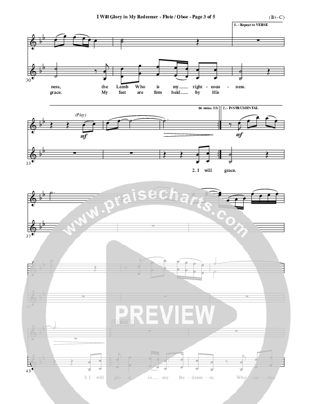 I Will Glory In My Redeemer Flute/Oboe (Vikki Cook)