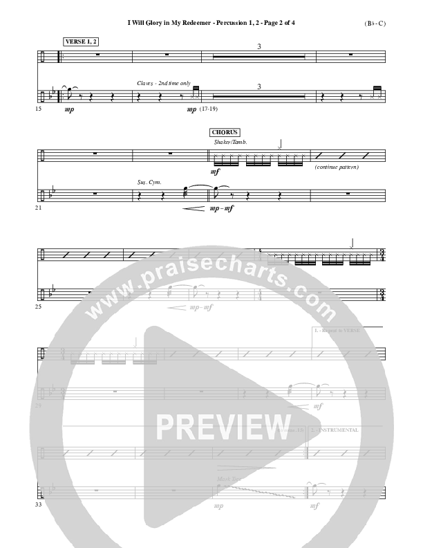 I Will Glory In My Redeemer Percussion 1/2 (Vikki Cook)