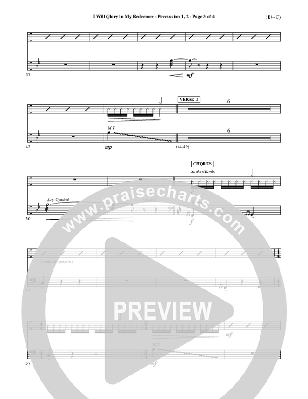 I Will Glory In My Redeemer Percussion 1/2 (Vikki Cook)