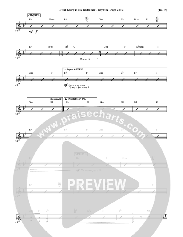 I Will Glory In My Redeemer Rhythm Chart (Vikki Cook)