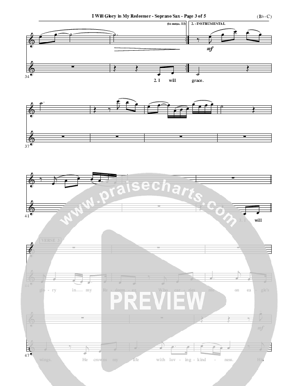 I Will Glory In My Redeemer Soprano Sax (Vikki Cook)