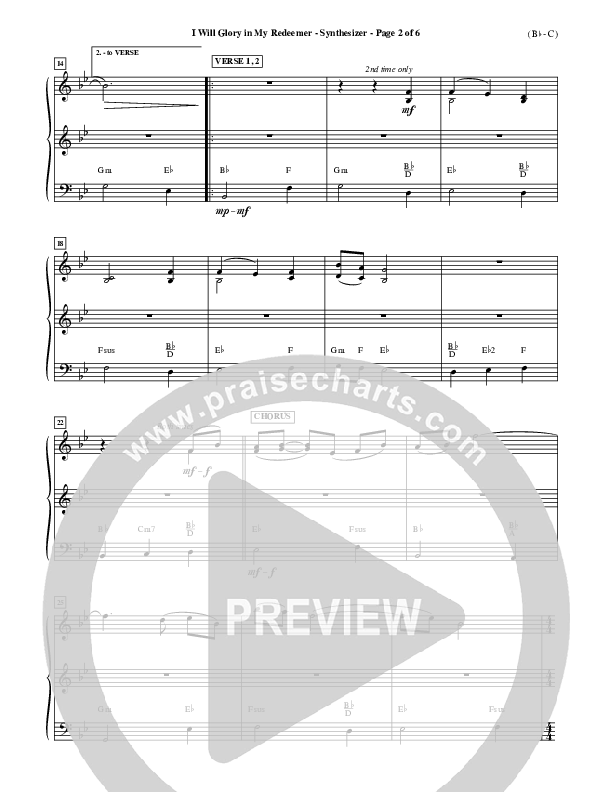 I Will Glory In My Redeemer Synth (Vikki Cook)