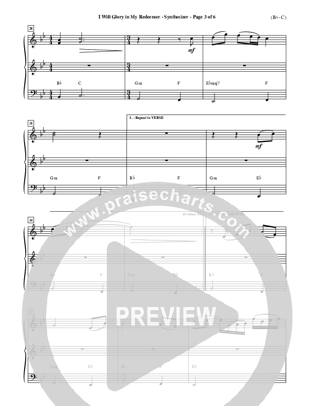 I Will Glory In My Redeemer Synth (Vikki Cook)