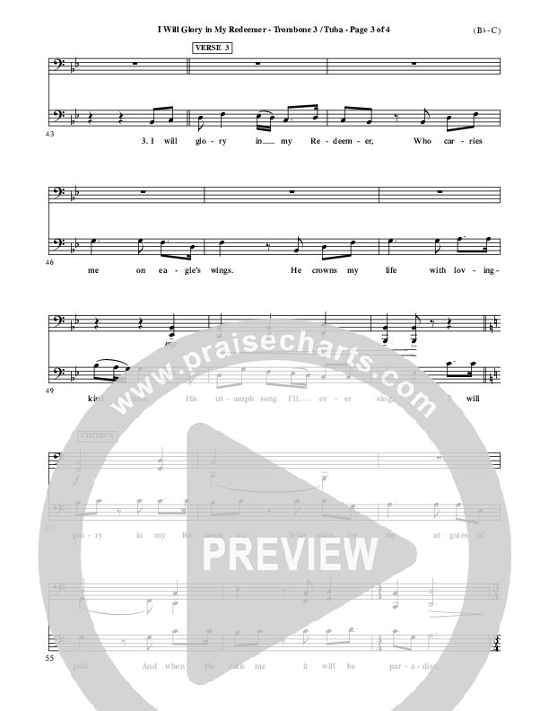 I Will Glory In My Redeemer Trombone 3/Tuba (Vikki Cook)