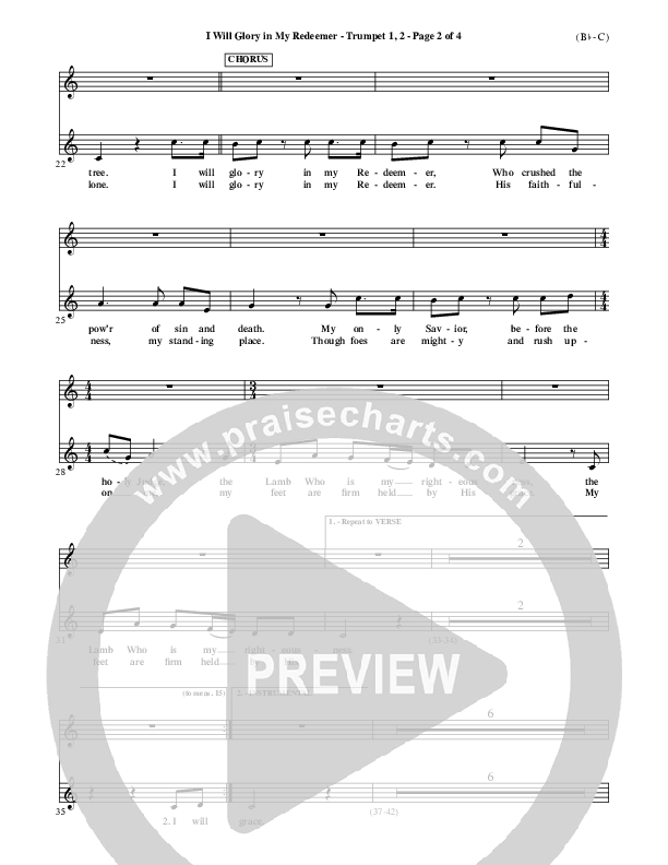 I Will Glory In My Redeemer Trumpet 1,2 (Vikki Cook)