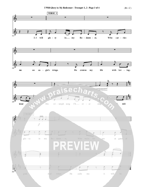 I Will Glory In My Redeemer Trumpet 1,2 (Vikki Cook)