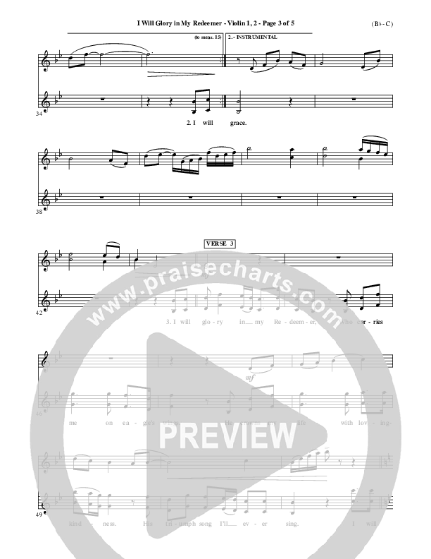 I Will Glory In My Redeemer Violin 1/2 (Vikki Cook)