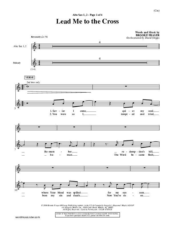 Lead Me To The Cross Alto Sax (Brooke Fraser)