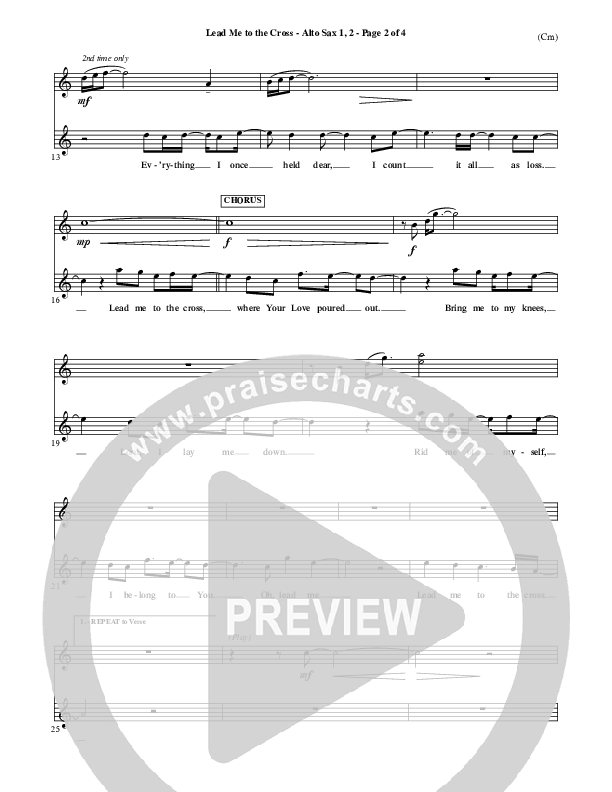 Lead Me To The Cross Alto Sax (Brooke Fraser)