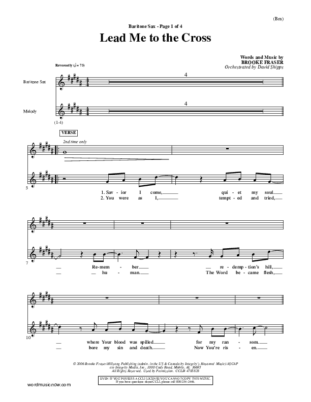 Lead Me To The Cross Bari Sax (Brooke Fraser)