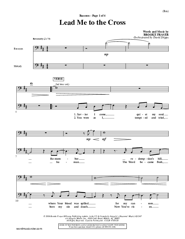 Lead Me To The Cross Bassoon (Brooke Fraser)