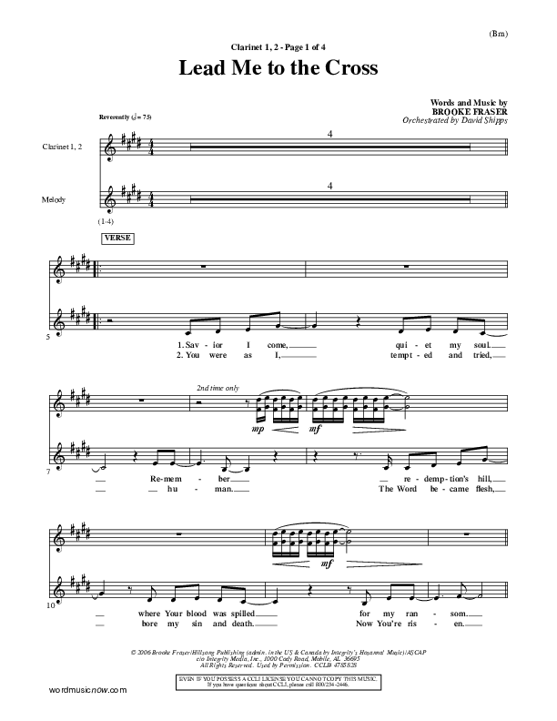 Lead Me To The Cross Clarinet 1/2 (Brooke Fraser)