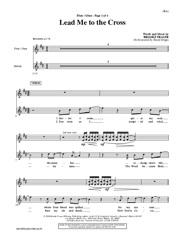 Lead Me To The Cross Flute/Oboe (Brooke Fraser)