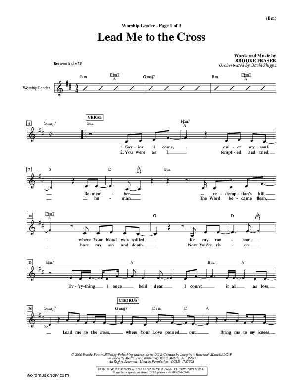 Lead Me To The Cross Lead Sheet (Brooke Fraser)